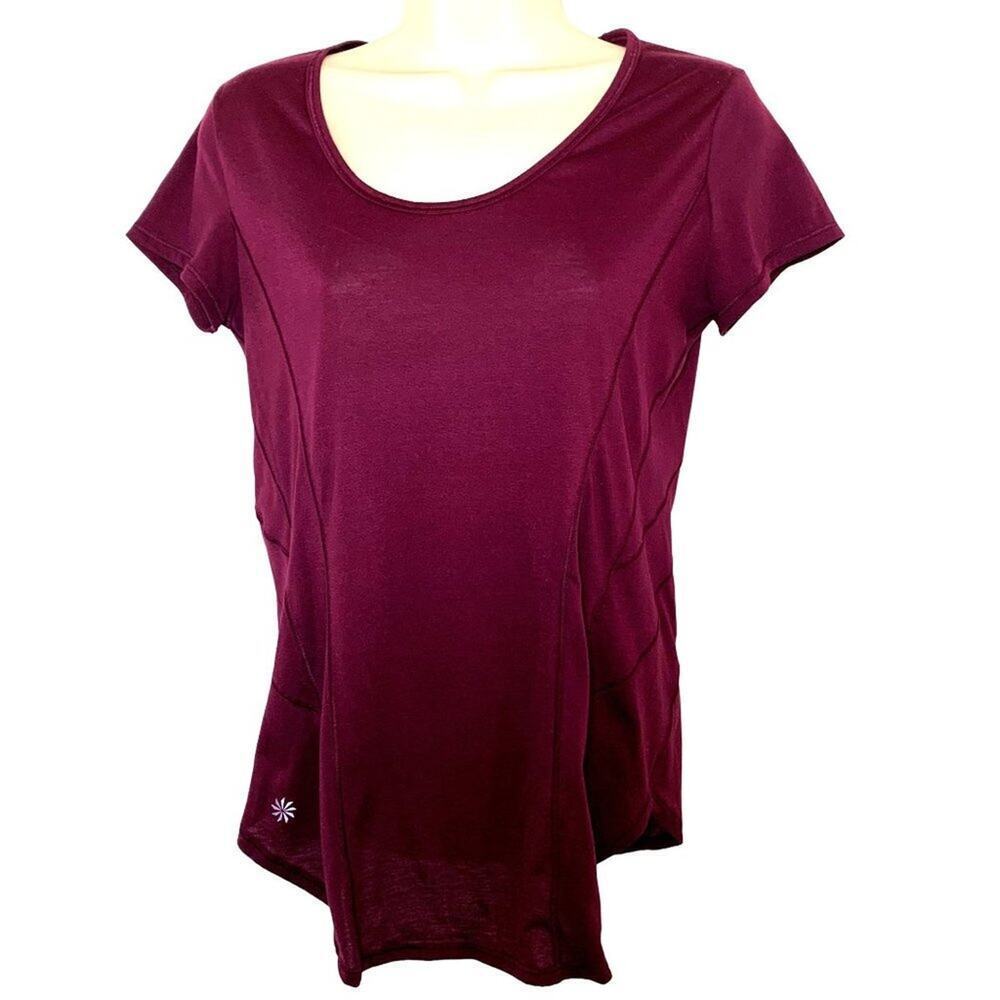 Athleta Purple Short Sleeve Breathable Repetition Top with Keyhole Size‎ XS